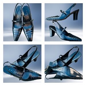 Paloma Made in Italy Black Leather Pumps Heels Shoes 6 M